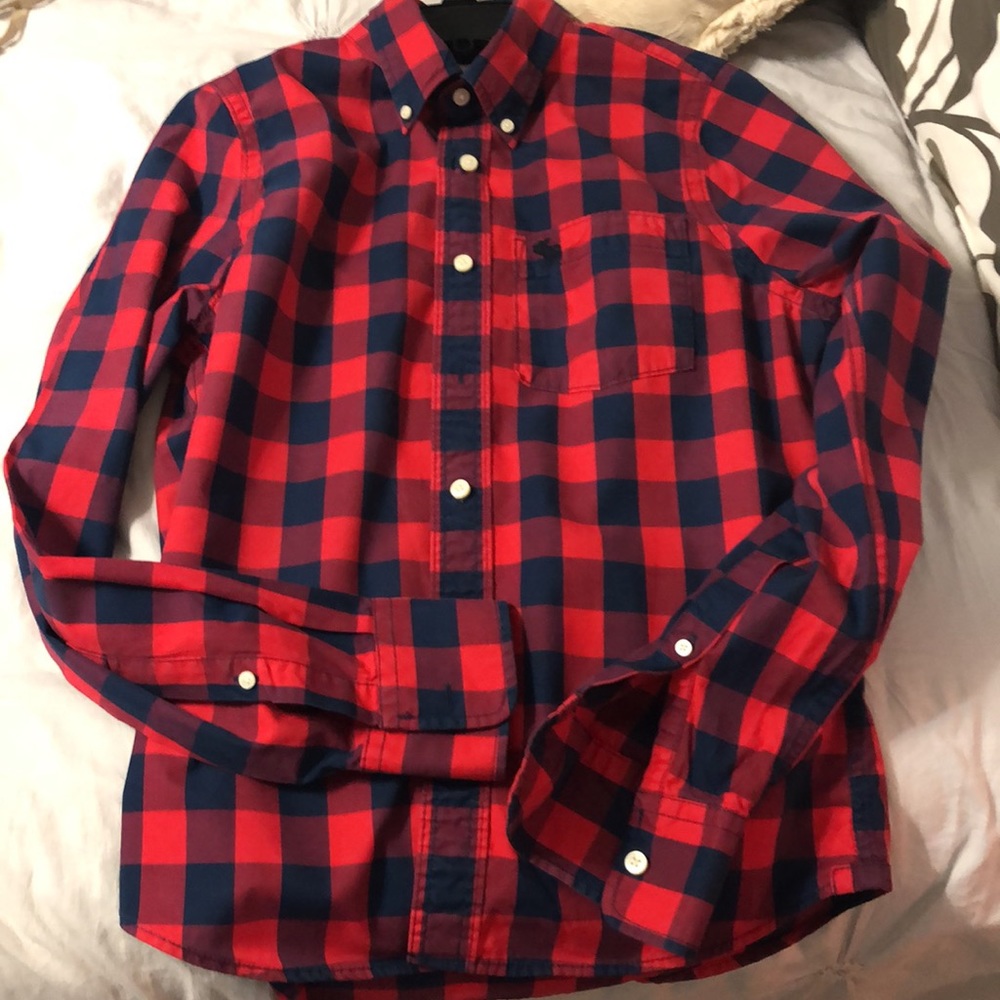 Abercrombie and Fitch long sleeve, muscle shirt, navy and red check size…UNISEX